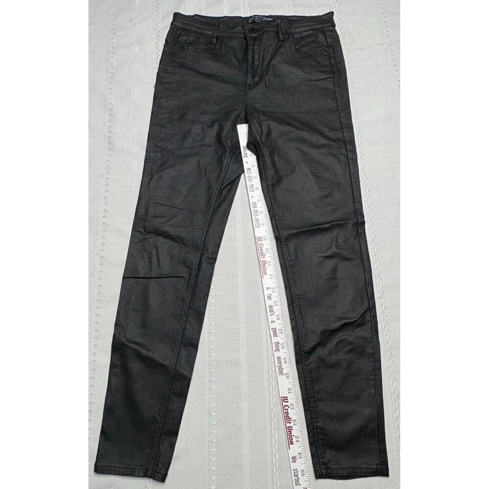 Stradivarius Women's Size 10  Black Coated Denim Jeans Pants Viscose - Picture 3 of 10